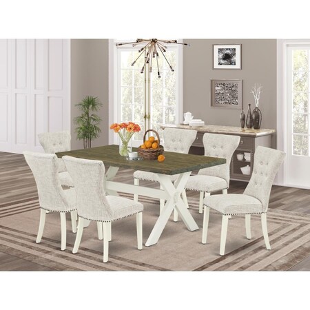 East West Furniture 7 Piece X-Style Kitchen Table Set - Doeskin X076GA235-7